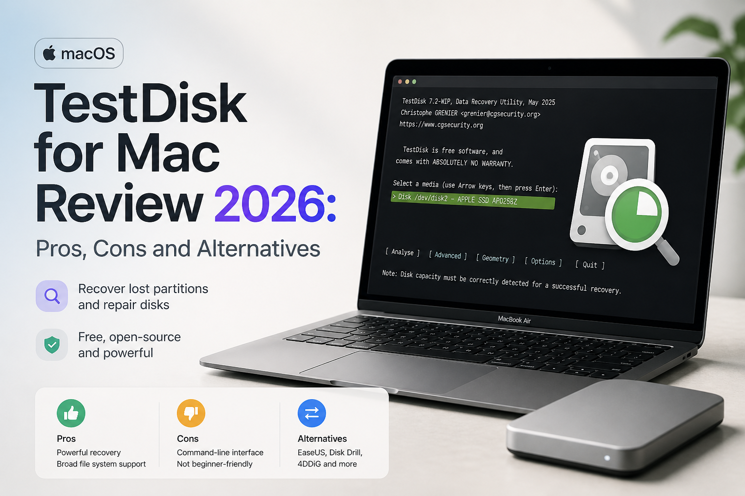 TestDisk for Mac Review 2026: Pros, Cons and Alternatives